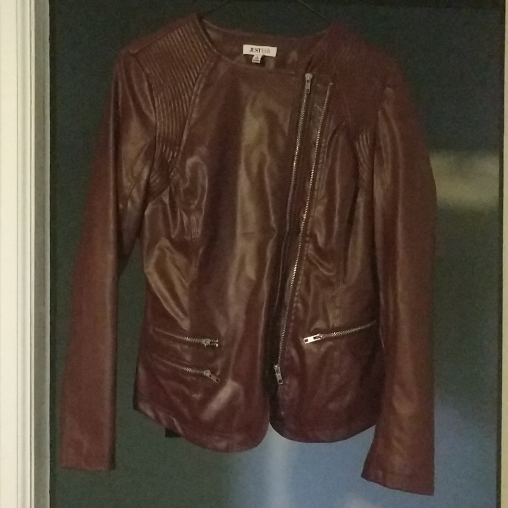 Faux leather zipper jacket